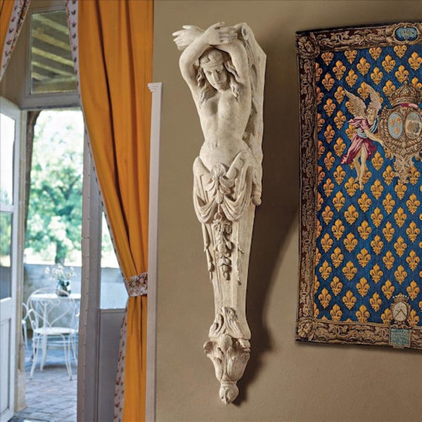 Giant Caryatid Female Nude Architectural Pilaster Wall Bracket Renaissance